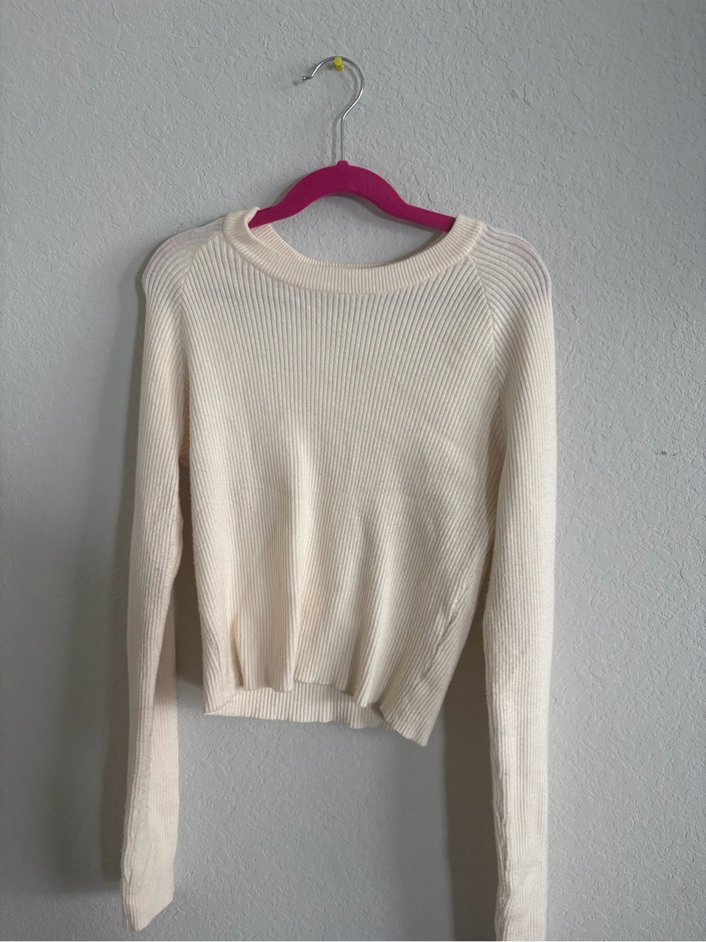 Zara Cream Ribbed Crewneck Sweater